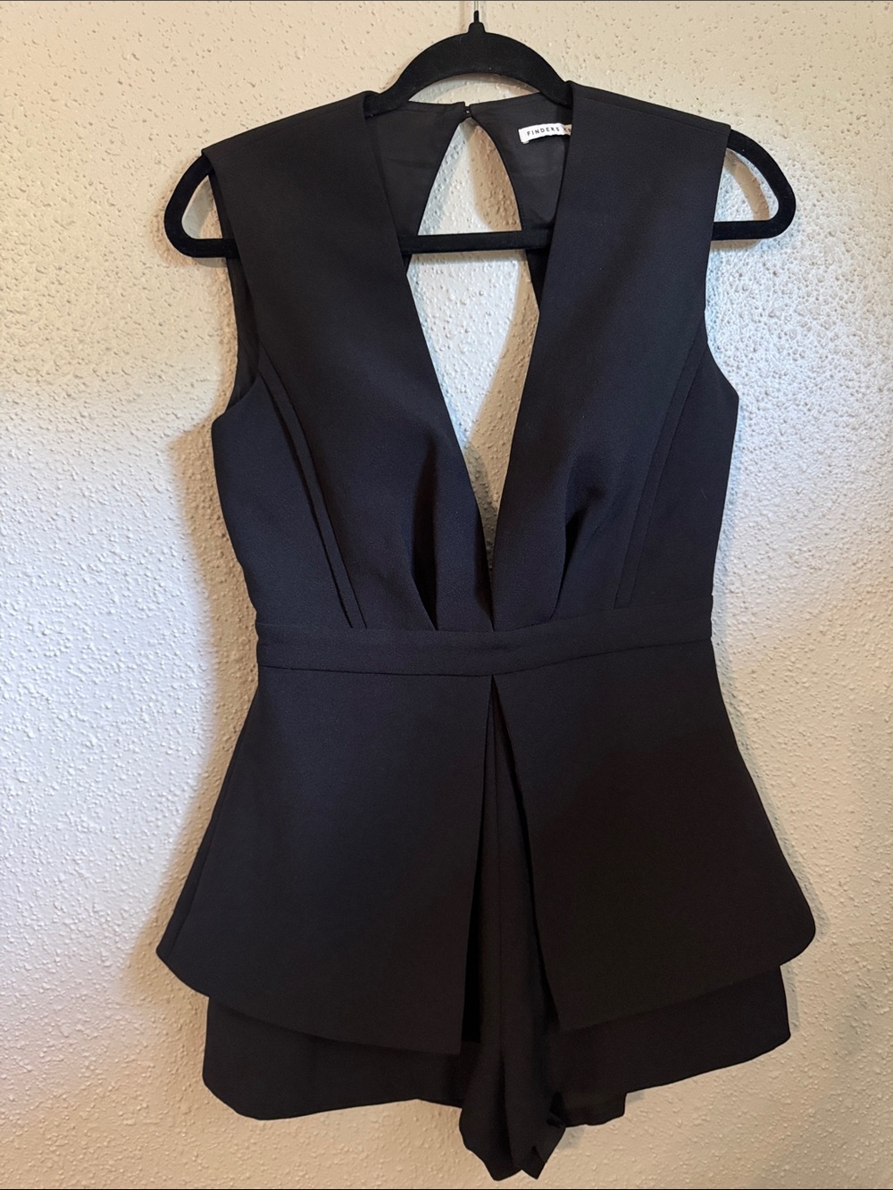 Finders Keepers Black Plunge V-Neck Tailored Romper